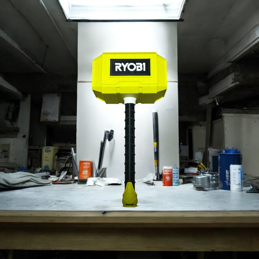 3D Printed Ryobi-Themed Thor Hammer | High-Viz Green Prop