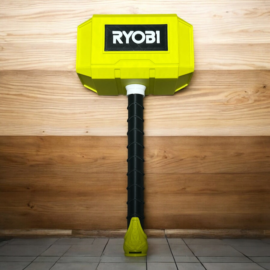 3D Printed Ryobi-Themed Thor Hammer | High-Viz Green Prop