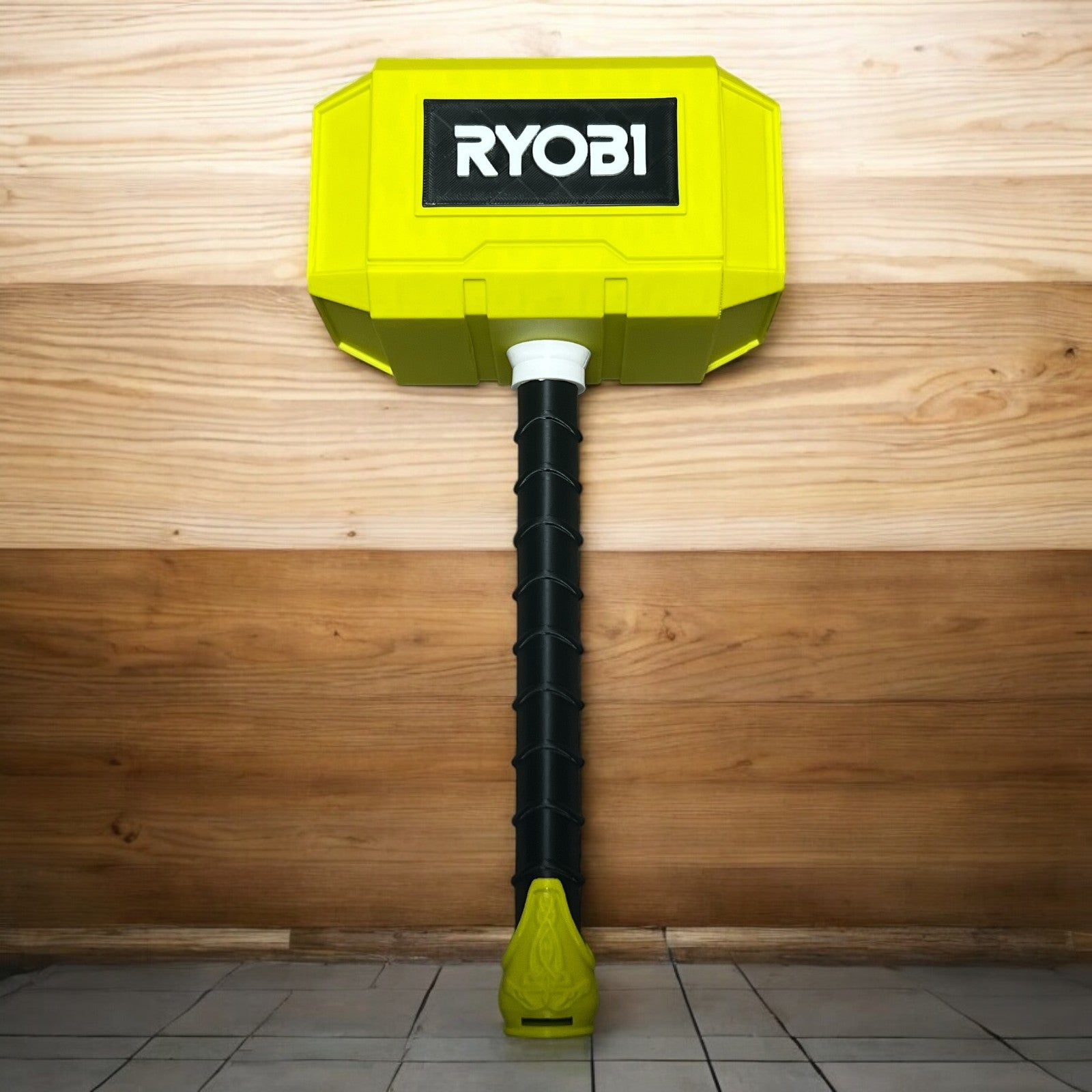 3D Printed Ryobi-Themed Thor Hammer | High-Viz Green Prop